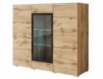  Modern, magas, 120 cm-es vitrinek a nappaliba, 3 ajtós, matt üveggel, Wotan