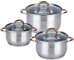 Kinghoff Rozsdamentes acél edénykészlet 6 elemes, KINGHOFF, 2, 9L, 3, 9L, 6, 6L, rózsa arany/ezüst (KH-1762)