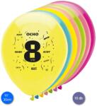  Évszámos 8. gumi lufi 30 cm-es 10 db-os csomag vegyes színekkel (8421332113381)