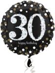  Fólia lufi hologramos Happy Birthday 30. évszám fekete 45 cm (M119238)