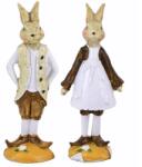  Húsvéti nyúl dekoráció lány vagy fiú nyúl barna ruhában polyresin 12 cm GGSZ106442 1 db (GGSZ106442)