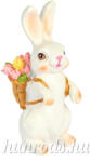  Nyúl dekoráció virágos kosárral polyresin 4x10 cm HUAM115789 (HUAM115789)