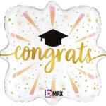  Fólia lufi ballagásra "Congrats" fehér tűzijátékos 45 cm (1058026181-P)
