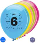  Évszámos 6. gumi lufi 30 cm-es 10 db-os csomag vegyes színekkel (8421332113367)