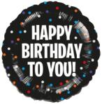  45 cm fólia lufi Happy Birthday to you feliratos gömb alakú fekete színű (0194099128346)
