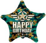  Fólia lufi Happy Birthday terepmintás csillag 45cm 118521 (118521)
