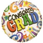 Conver Fólia lufi 45cm gömb Congrats Grad fehér vidám ballagási (M852722)