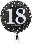  Fólia lufi hologramos Happy Birthday 18. évszám fekete 45 cm (M119221)