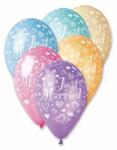  33 cm-es Just Married esküvői vegyes printelt gumi lufi 069-82 (10200GSM120-069-82)