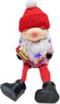  Manó piros ruhában kerámia karácsonyi dísz lógólábú LED világítással FDC106701 (FDC106701)