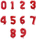  Számos fólia lufi piros 86 cm 0-9 szám