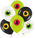  Gumi lufi halloween szemgolyó mintákkal zöld, fekete és fehér színekkel 30 cm 6 db/cs (5904610167939)