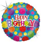  Fólia lufi Happy Birthday felirattal pöttyös hologramos 45 cm 680H-P (1058086680H-P)