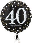 Fólia lufi hologramos Happy Birthday 40. évszám fekete 45 cm (M119245)