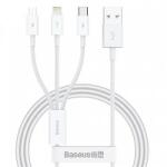 Baseus USB-A - Lightning / microUSB / USB-C töltőkábel Baseus 3in1, 100W, 5A, 1.5m, fehér P10377705213-00