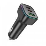 BOROFONE BZ28C Trophie autós töltő, 60W, 3A, 1 x USB-A - 2 x USB-C, fekete
