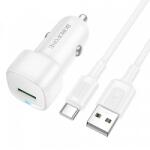 BOROFONE BZ34 Cloud autós töltő, 18W, 3A, 1 x USB-A, USB-C kábellel, fehér