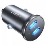 Lisen Autós töltő Lisen, 45W, 3A, 2 x USB-C, fekete YL0223080007