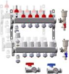 WENTOREX IMF-12 rozsdamentes, 12 körös osztó-gyűjtő áramlás mérővel + légtelenítő, töltő-ürítő csapok + golyóscsapok - kazanexpressz