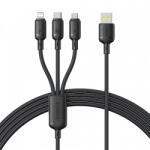 Baseus USB-A - Lightning / microUSB / USB-C töltőkábel Baseus Silky 3in1, 100W, 5A, 1.5m, fekete P10377705123-00