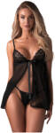 Obsessive Blomentis - babydoll sexy din dantelă - set negru (27417251941)