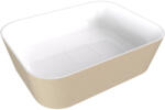 SAPHO POLYSAN BANERA SQUARE öntöttmárvány mosdó, 50x36cm, fehér/matt bézs (14596.82) (14596.82)