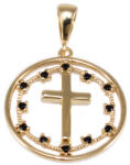 Ékszershop Fekete köves kereszt arany medál (1328410)