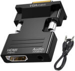 Verk Group HDMI-ről VGA-ra átalakító adapter audio kimenettel, fekete (06253)