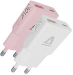  AVAX CH6412 NANO GaN USB-A + USB-C 30W hálózati gyorstöltő duo szett, fehér és rózsaszín (AVAX CH6412) - bstrade