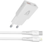  AVAX CH6414 30W GaN töltő és USBC-Lightning szilikon kábel szett, fehér (AVAX CH6414) - bstrade
