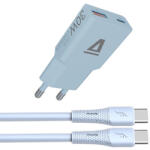  AVAX CH6415 GaN gyorstöltő és 60W USB-C szilikon kábel szett, világoskék (AVAX CH6415) - bstrade