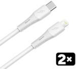 AVAX CB4304 2x 27W USBC-Lightning szilikon töltőkábel csomag, fehér - 1, 5m (AVAX CB4304)