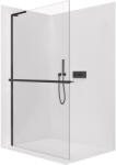 Cerano - Zuhanykabin Onyx L-bal oldali merevítő - 10 mm + polc/törölközőtartó - matt fekete, átlátszó üveg - 140x200 cm