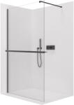 Cerano - Walk-in Onyx Cube bal/jobb zuhanykabin - 10 mm - négyzet alakú tartó + polc/törölközőtartó - matt fekete, átlátszó üveg - 140x200 cm