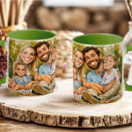 Deconline Crafts Egyedi Karikatúrás bögre Fényképből, Személyre szabható, zöld, kerámia (DO133112-GREEN-MUG)