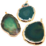R. M. ékszer Megújulás zöld achát lap medál arany színű foglalattal 25x40-70mm (022410)