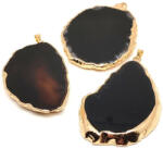 R. M. ékszer Védő fekete achát lap medál arany színű foglalattal 25x40-70mm (022416)