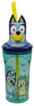 Stor Bluey műanyag palack szívószállal és 3D figurával a tetején 360ML