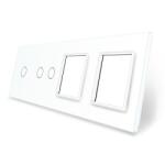 LIVOLO Panou intrerupator simplu+dublu si 2 prize Livolo din sticla SmartElectro IntelligentHouse (VL-P701/02/E/E-8W)