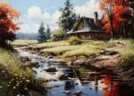 NORIMPEX - Puzzle Tablou Diamant: Casa de lângă râu 30x40cm - 1 - 39 piese