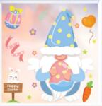 Mainland China Húsvéti sztatikus ablakmatrica - Kék ruhás húsvéti törpe