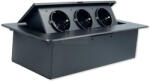 ORNO Asztalba süllyeszthető irodai elosztó 3db dugalj fekete (OR-GM-9032-GS-B)
