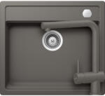 SCHOCK Schock Mono N-100 konyhai mosogatótálca 570 x 510 mm és Schock Epos konyhai csaptelep Cristadur Silverstone kihúzható fejjel, sötétszürke (SETMN100EEXSILV)