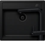SCHOCK Schock Mono N-100 konyhai mosogatótálca 570 x 510 mm, látható elemekkel és Schock Epos konyhai csaptelep Cristadur Puro kihúzható fejjel, intenzív fekete (SETMN100EEXPURO)