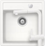 SCHOCK Schock Mono N-100S konyhai mosogatótálca 490 x 510 mm és Schock Epos konyhai csaptelep Cristadur Polaris kihúzható fejjel, hófehér (SETMN100SEEXPOLA)