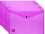 Daco Set 12 mape plastic cu buton A4 Daco, 200 microni, Magenta neon (MP120NM-12)
