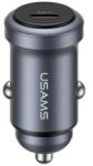 USAMS CC321 autós töltő Type-C aljzat (30W, PD gyorstöltő) SÖTÉTSZÜRKE (178680)