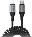 hoco. X121 adatkábel (Type-C - lightning, 27W, PD gyorstöltő, cipőfűző, spirálkábel, 150cm) FEKETE