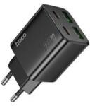 hoco. N55 hálózati töltő 2 USB+2 Type-C aljzat (20W, GaN, PD gyorstöltő 3.0) FEKETE (174424)