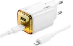 hoco. N52 hálózati töltő USB+Type-C aljzat (20W, PD gyorstöltő 3.0 + Type-C kábel) FEHÉR (174909)